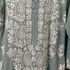 Dusty Green Chikankari Kurta