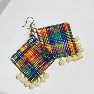 Multicoloured Beaded Drop Earrings