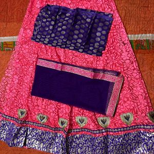 Unstitched Lehenga Pink  With Dupatta