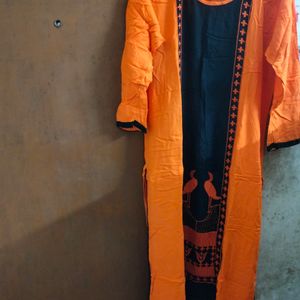 Orange Black Kurta.