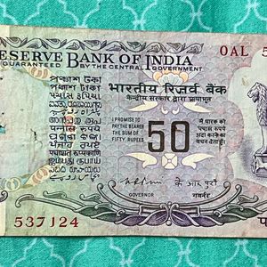 50rs Without Flag Signed By Kr Puri Rare