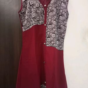 Maroon With Black Patches Kurta