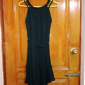 Black A Line Dress With self tie hip belt