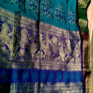 Silk Skyblue Colour Saree(No Blouse)