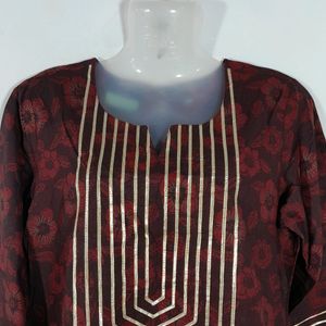 Maroon Printed Kurta Set (Women's)