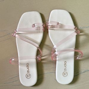 🌸Cute Chic White Flip Flop With Pink Straps