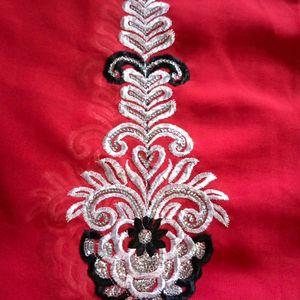 Red Color Heavy Embroidery With Sequence Work