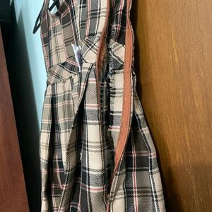 Checked Frock with Concealed Zipper, Brown