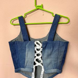 😱SALE Only For Today|Denim Corset Top With Tie up