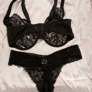 Black Net Lingerie Set.