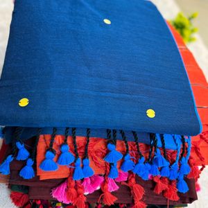 Handloom Cotton Sarees With Blouse Piece