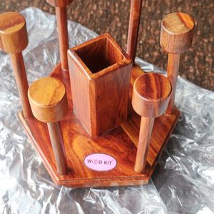 Wooden Glass & Spoon Holder.