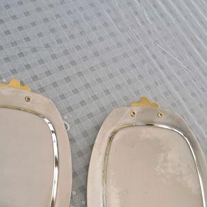 3 Piece Set of Silvery Snack Trays