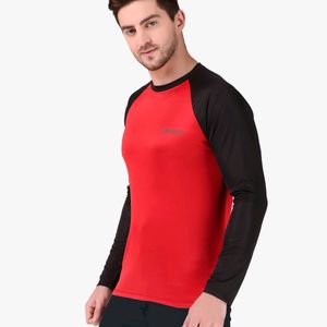CORWOX Full Sleeves Red & Black Sports T-Shirt