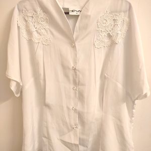 Korean White Free Size Tops