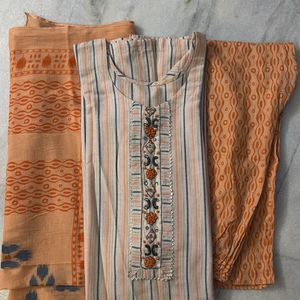 Coral Color Printed Kurta Set