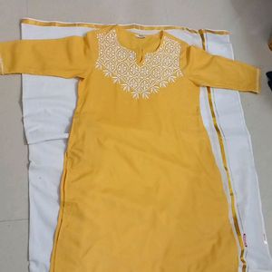 Yellow chikankari Kurti Max brand XL size