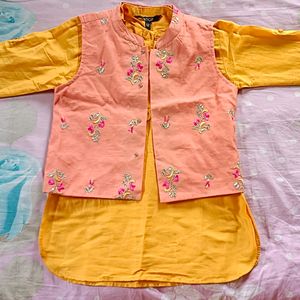 Kids Kurta with Embroidered Jacket