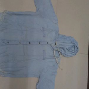 Denim Shirt With Hoodie Pattern