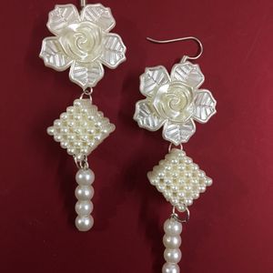 All Pearl White Dangling Earrings