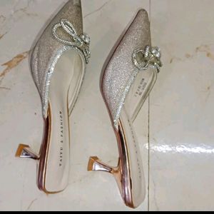 Bow Silver Heels