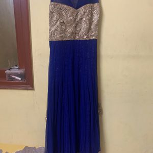 Navy Blue Gown Suit With Chunni