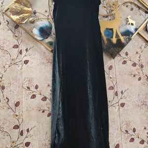 Black Velvet Slit Dress