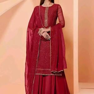 Festive Maroonish Red Kurta Set