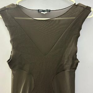 zara mesh body con dress