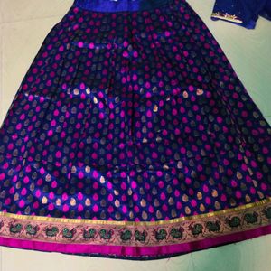 Half Saree  With Maggam Work Blouse