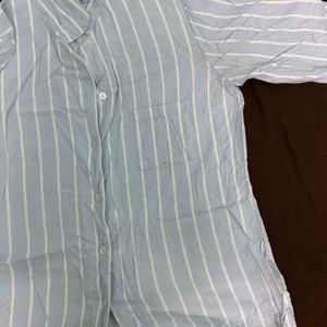 Tokyo Talkies Women Blue & White Striped NightSuit