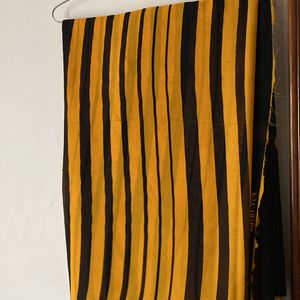 Yellow And Black Strips Saree