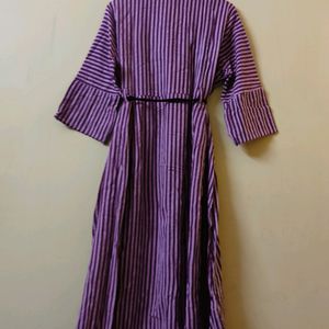 Pink And Maroom Striped Midi Dress