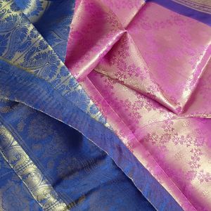 Purple And Blue Silk Saree