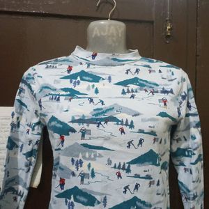 Blue Printed Full Sleeve Top