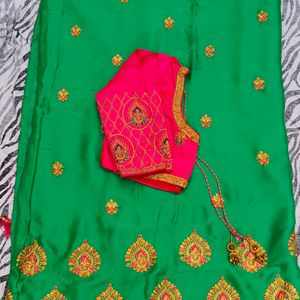 Sea  green colour saree