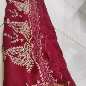 Red Full Hand Work Saree