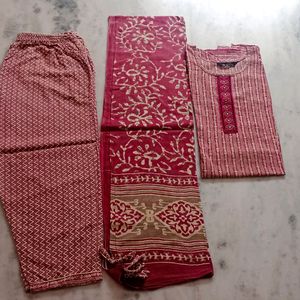 Cotton Suit Kurti Pant & Dupatta For Sell