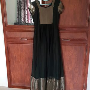 Front Pleated  , Back A-line Maxi Dress