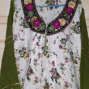 Multi Colours Flowers Frock Size Xl