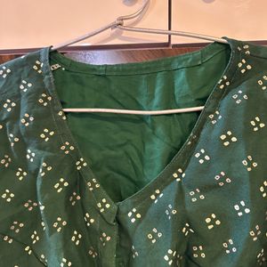 Green Bandhani Saree With Blouse