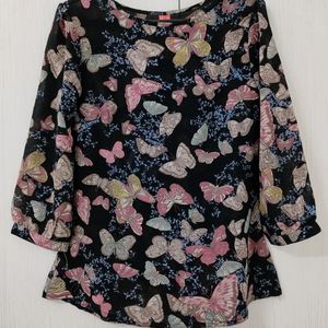 Butterfly Black Puff Sleeves Top