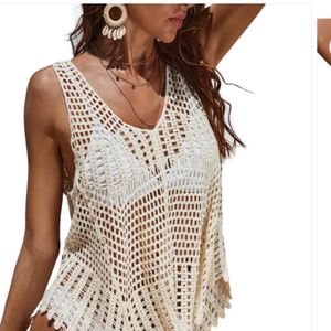 V-Neck Crochet Knit Eyelet Tank Top