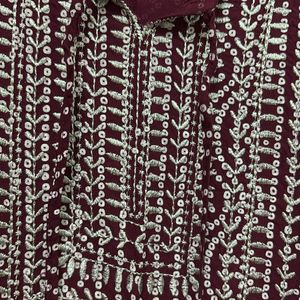 Maroon Bandini Print Kurti