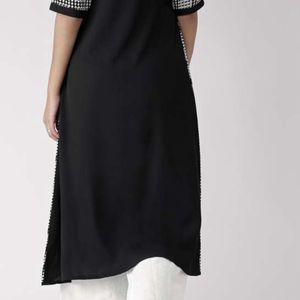 Gerua Daily Wear Black & White Indo-West Kurta