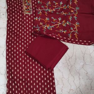 Cotton Suit With Full Embroidered Dupatta