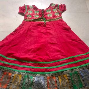 Red Anarkali Cotton Kurti