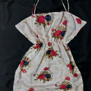 Christmas White Floral Print Short Dress