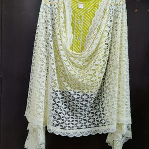 Cream Lace Dupatta