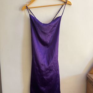 Purple Backless Satin Dress